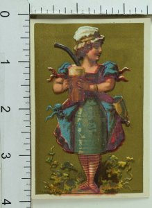 1870's-80's lovely Anthropomorphic Beer Bottle Half Women Victorian Card F74