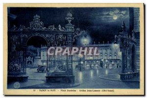 Old Postcard Night Nancy Place Stanislas grilles Jean Lamour