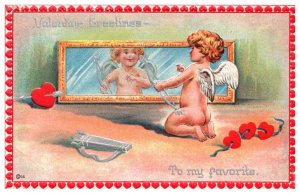 Valentine    Cupid looking in Mirror , To My Favorite