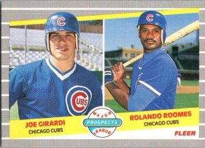 1989 Fleer Baseball Card Joe Girardi Rolando Roomes Chicago Cubs sk10634