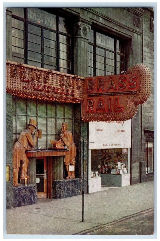 The Brass Rail Theatre Bar Adams Grand Circus Park Detroit Michigan MI Postcard