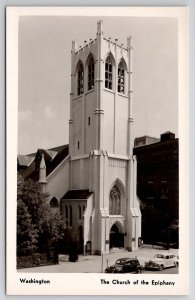 Washington DC RPPC Church of the Epiphany Old Cars G Street Postcard D22