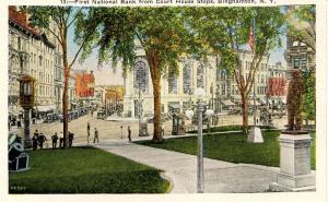 NY - Binghamton. First National Bank from Courthouse Steps