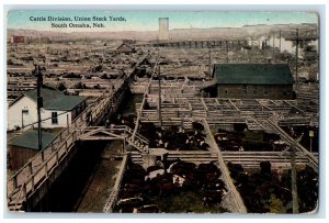 1914 Cattle Division Union Stock Yards South Omaha Nebraska NE Antique Postcard