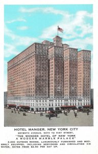 VINTAGE POSTCARD HOTEL MANGER SEVENTH AVE STREET SCENE NEW YORK CITY c. 1930