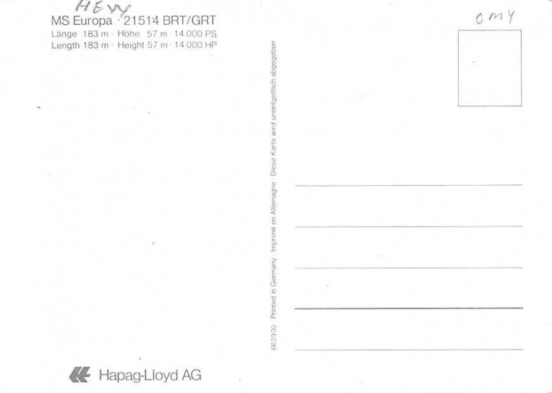 MS Europa Norddeutscher Lloyd Hapag Lloyd AG Ship 
