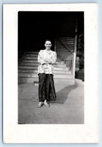 RPPC unidentified young man INDIA? Real Photo Postcard