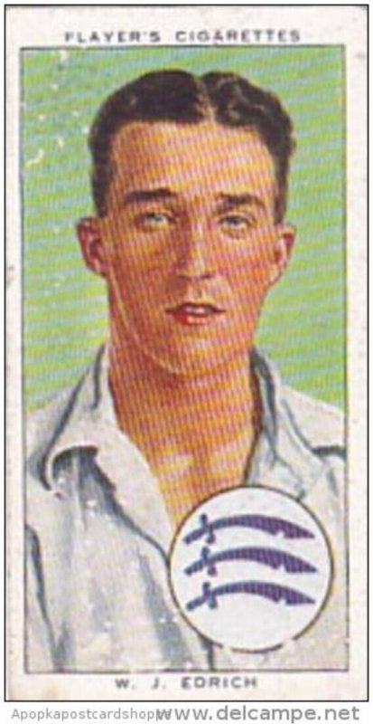 Player Cigarette Card Cricketers 1938 No 7 W J Edrich Middlesex