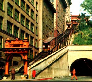 Circa 1955 Los Angeles Vintage Postcard Angel's Flight Railroad Bunker's Hill