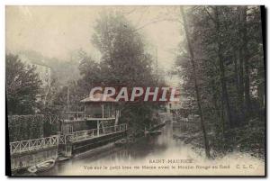 Postcard Old Saint Maurice View Marne small arms with red background mill