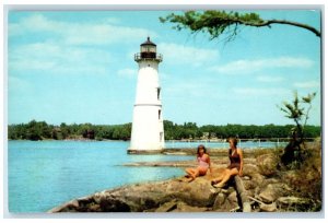 c1960s Rock Island Lighthouse Thousand Islands New York NY Unposted Postcard 