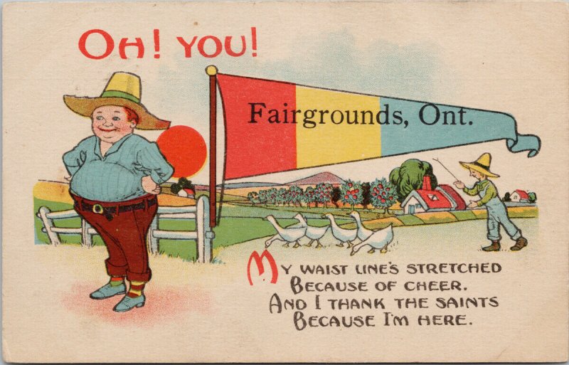 Fairgrounds Ontario ON Pennant c1918 GD & D Series 5068 Postcard H6