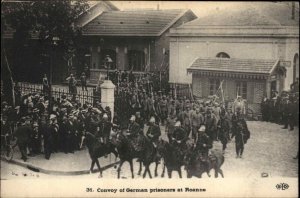 World War I WWI German Prisoners of War Roanne Convoy Vintage Postcard