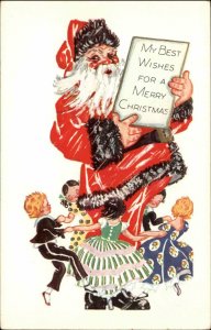 CHRISTMAS Children Dancing Around Santa Claus ART DECO c1910 Postcard