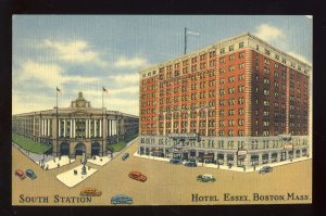 Boston, Massachusetts/MA Postcard, Hotel Essex, South Station, Old Cars