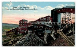 1915 Butte's First Zinc Mill, Butte & Superior Mining Co. Butte, MT Postcard *4W