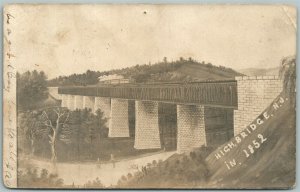 HIGH BRIDGE NJ RAILROAD BRIDGE train 1906 ANTIQUE REAL PHOTO POSTCARD RPPC