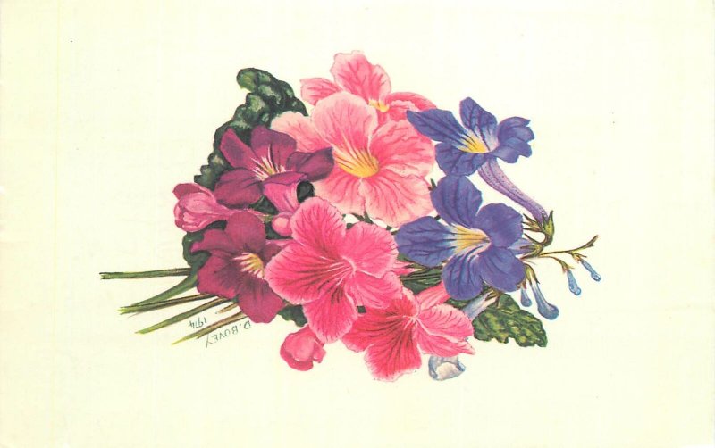 Postcard Uk England flower bouquet Surrey