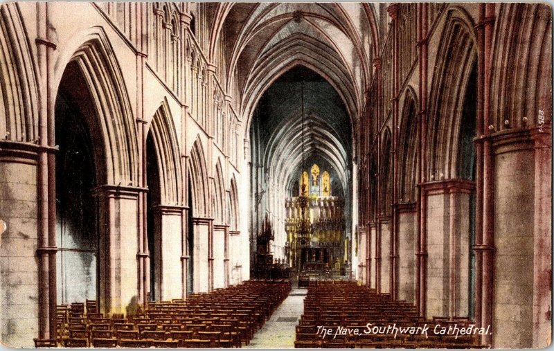 Nave Southwar Cathedral Divided Back Postcard Antique Wrench Series DB Vintage 