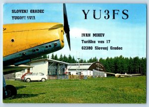 Yugoslavia Postcard Slovenj Gradec YU3FS Airplane QSL Ham Radio 1982