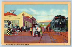 Reno Nevada Postcard Southern Pacific Depot Exterior View c1940 Vintage Antique