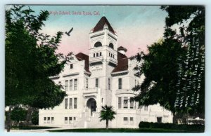 SANTA ROSA, California CA ~ Handcolored HIGH SCHOOL 1907 Sonoma County Postcard