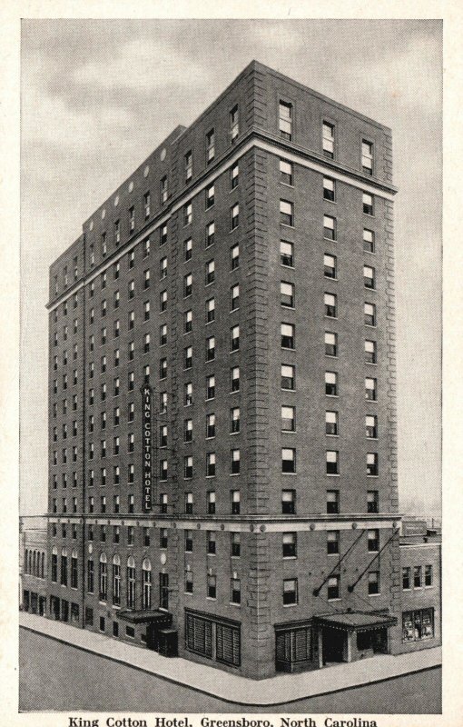 Vintage Postcard View of King Cotton Hotel Greensboro North Carolina N. C.