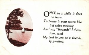 Vintage Postcard 1914 Say Regards My Best To You As Friendly Greeting Lake View