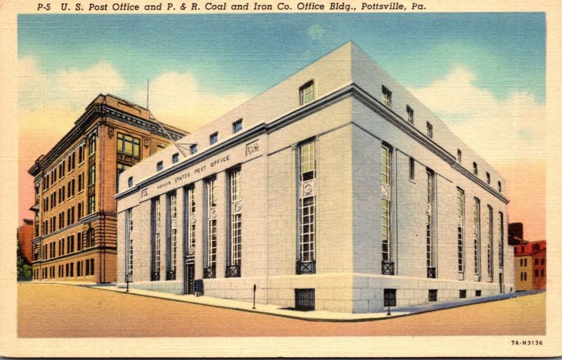 Pennsylvania Pottsville Post Office and P & R Coal and Iron Company Curteich