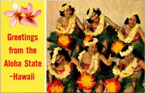 VINTAGE POSTCARD GREETINGS FROM THE ALOHA STATE OF HAWAII DANCERS EARLY 1970s