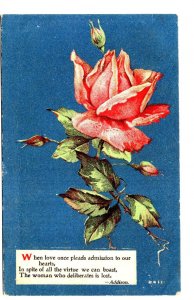 Love Poem, Romantic Red Rose, Used 1910 Split Ring Cancel