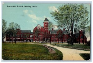 c1910 Industrial School Exterior Building Lansing Michigan MI Vintage Postcard