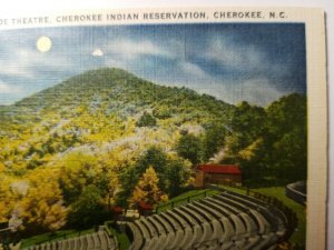 C 1944 Mountainside Theater Cherokee Indian Reservation NC Linen Unposted Unused