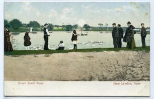 Ocean Beach Pond New London Connecticut 1907c postcard