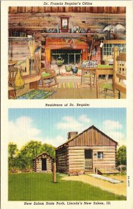 Dr Francis Regniers Office Residence New Salem State Park Linen Vintage Postcard 