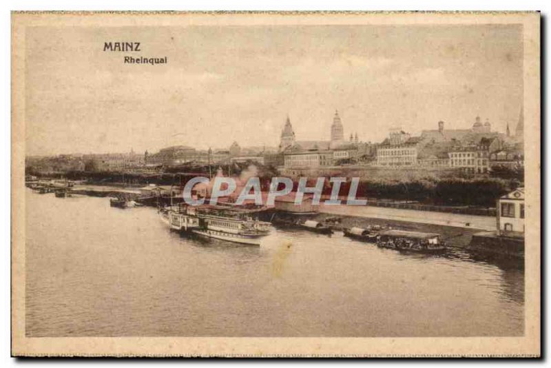 Mainz Germany Postcard Old Rheinquai