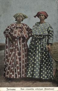 suriname, Two Mulatto Women in Traditional Dresses (1910s) Postcard (2)