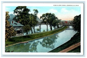 c1920s View Along Canal, Zanesville, Ohio OH Unposted Vintage Postcard