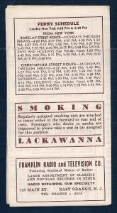 LACKAWANNA Railroad Timetable Newark NJ to Grove St NY c1948