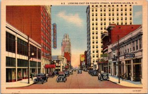 North Carolina Winston-Salem Fourth Street Looking East Curteich