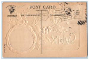 c1910's Christmas Holly Berries House River Clapsaddle Schenectady NY Postcard 