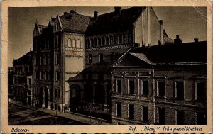 1939 WWII DEBRECEN HUNGARY TOWN GOVERNMENT BUILDING LITHOGRAPHIC POSTCARD 26-206