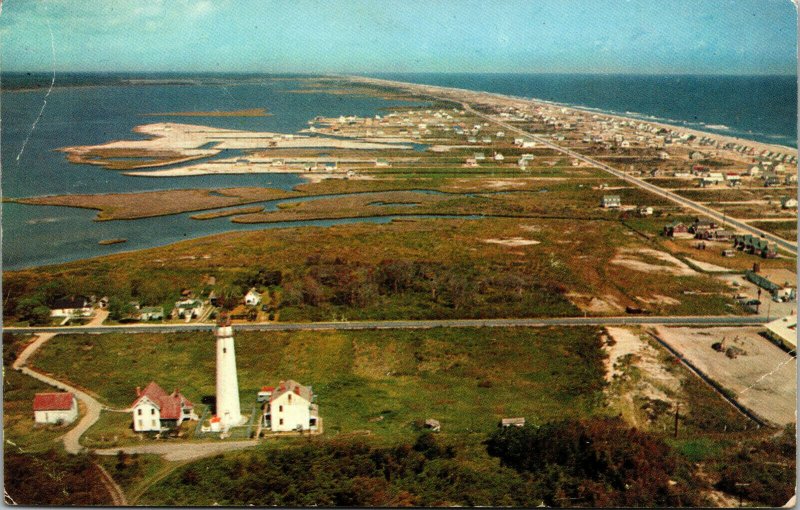 Vtg Aerial View of Lower Delaware Coast Fenwick Lighthouse DE Postcard