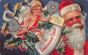 J78/ Santa Claus Christmas Postcard c1910 Nash Silver Bell Cupid 352