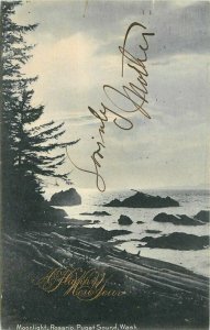 Washington Puget Sound Moonlight Rosario Lowman Hanford 1906 Postcard 22-4110