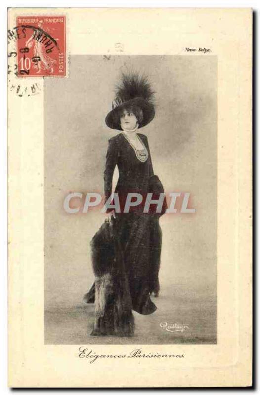 Postcard Old Fashion Woman Parisian elegance Paris