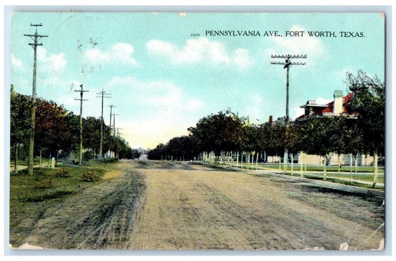 1908 Pennsylvania Ave. Exterior Building Road Fort Worth Texas Vintage Postcard