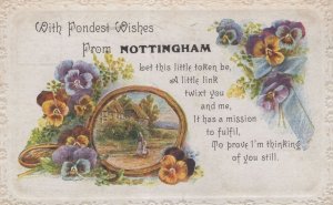 Fondest Wishes From Nottingham Old English Lady & Child Postcard