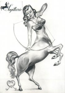 Zodiac fantasy risque Sagittarius postcard  Sagittario  Italy 