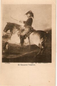 Goya. General Palafox on horse Fine painting, old vintage Spanish postcard